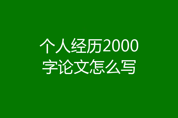 个人经历2000字论文怎么写