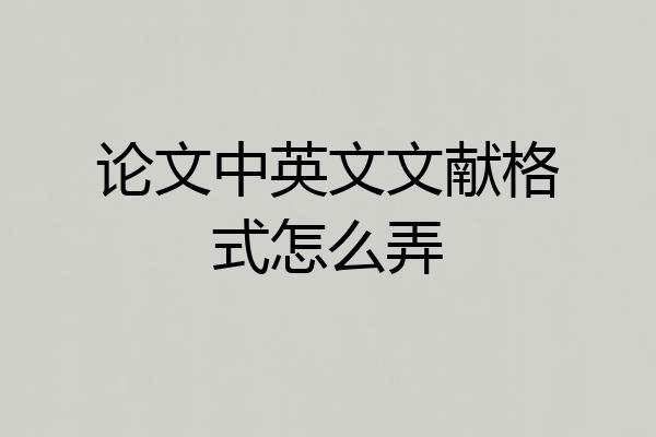 论文中英文文献格式怎么弄