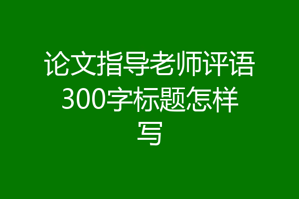 论文指导老师评语300字标题怎样写