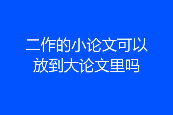 二作的小论文可以放到大论文里吗