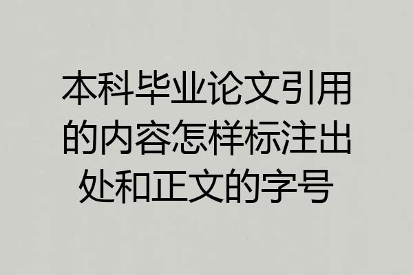 本科毕业论文引用的内容怎样标注出处和正文的字号
