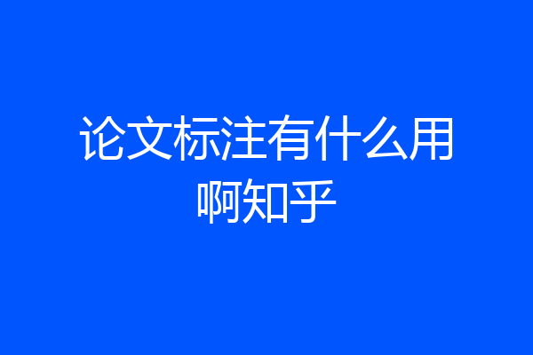 论文标注有什么用啊知乎