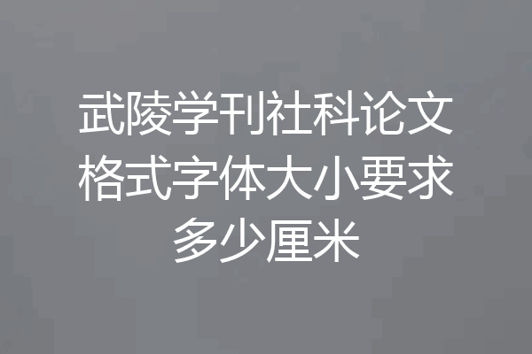 武陵学刊社科论文格式字体大小要求多少厘米