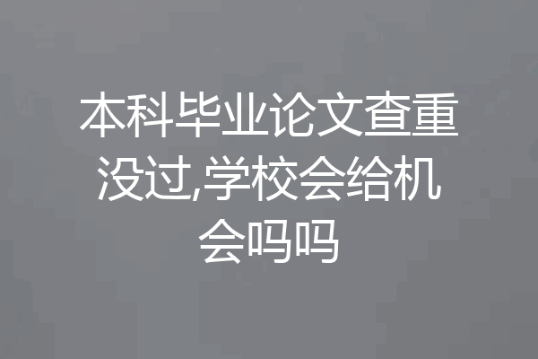 本科毕业论文查重没过,学校会给机会吗吗