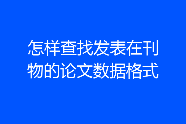 怎样查找发表在刊物的论文数据格式