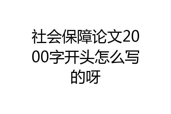 社会保障论文2000字开头怎么写的呀