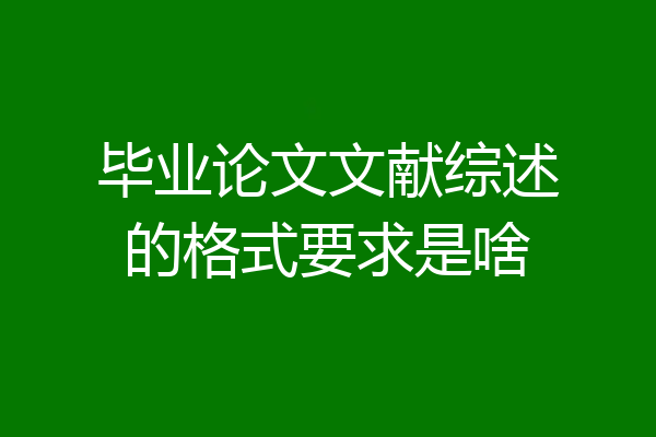 毕业论文文献综述的格式要求是啥