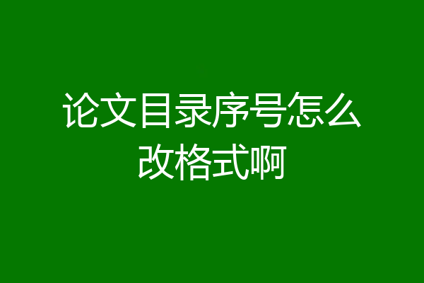 论文目录序号怎么改格式啊