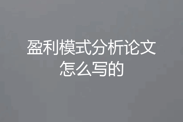 盈利模式分析论文怎么写的