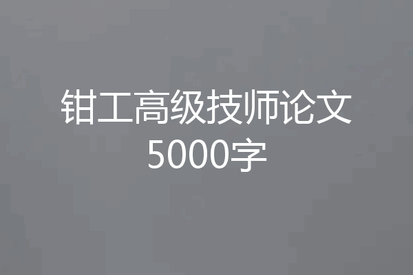 钳工高级技师论文5000字