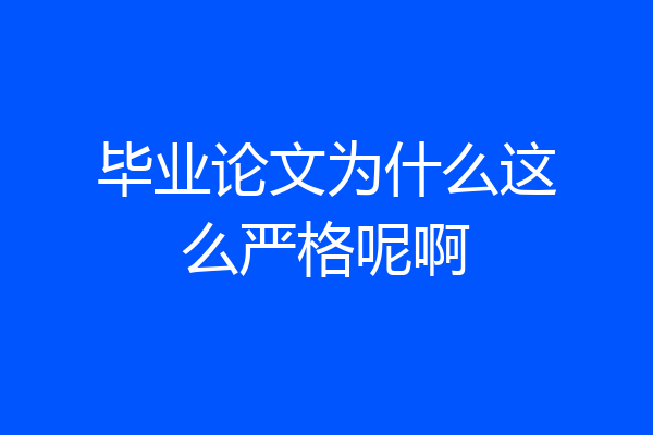 毕业论文为什么这么严格呢啊