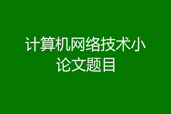 计算机网络技术小论文题目