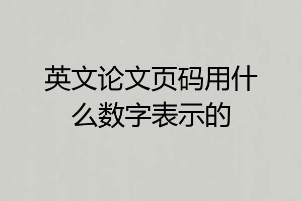 英文论文页码用什么数字表示的