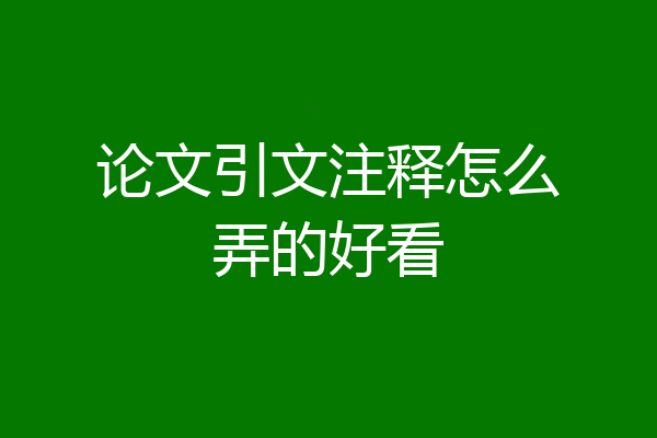 论文引文注释怎么弄的好看