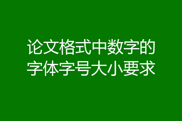论文格式中数字的字体字号大小要求