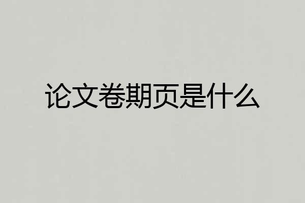 论文卷期页是什么