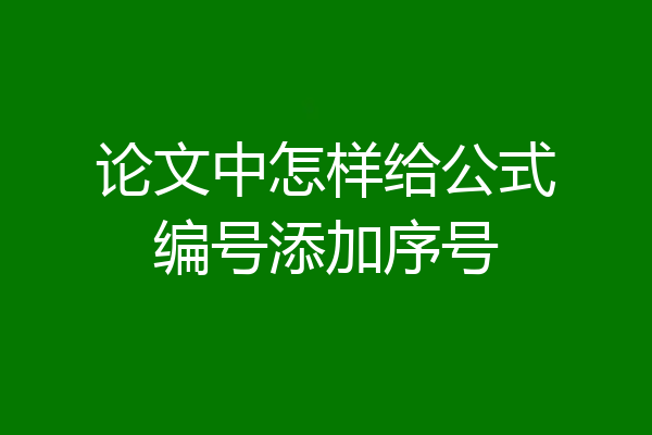 论文中怎样给公式编号添加序号
