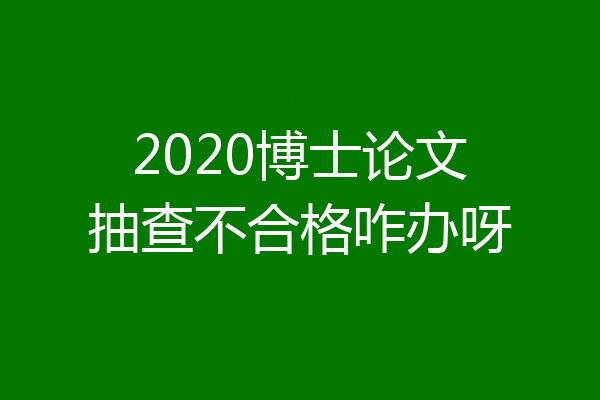 2020博士论文抽查不合格咋办呀