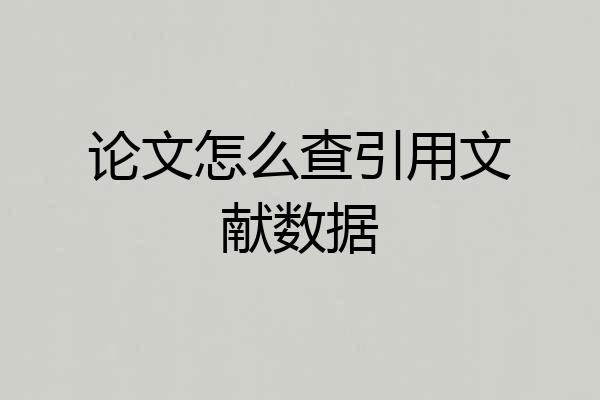 论文怎么查引用文献数据