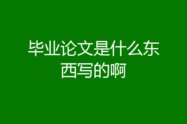 毕业论文是什么东西写的啊
