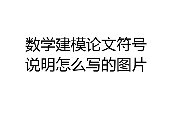 数学建模论文符号说明怎么写的图片