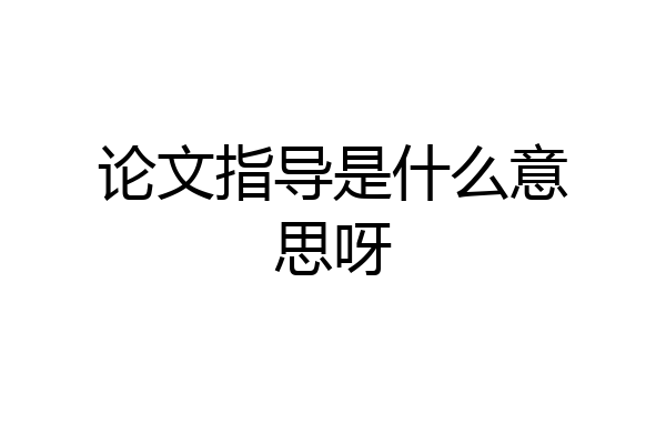 论文指导是什么意思呀