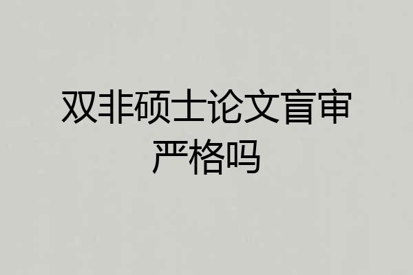 双非硕士论文盲审严格吗