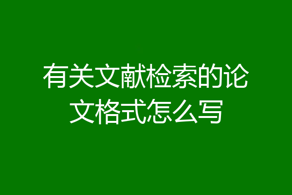 有关文献检索的论文格式怎么写