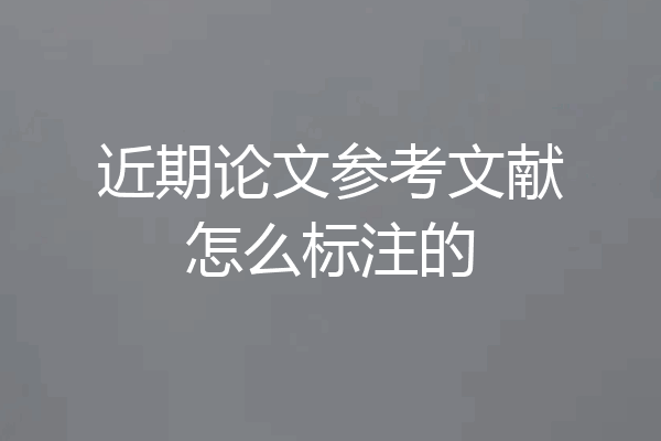 近期论文参考文献怎么标注的