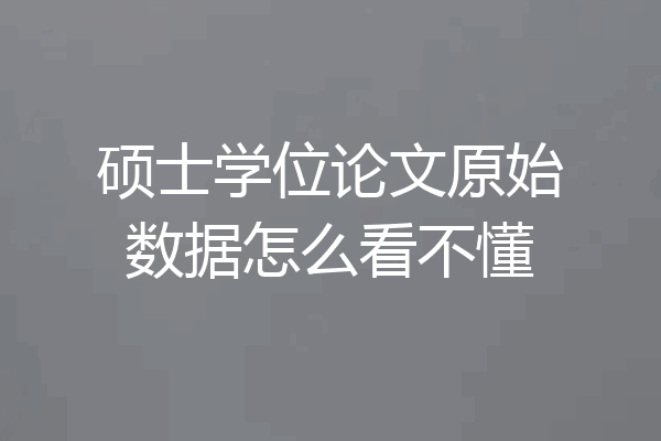 硕士学位论文原始数据怎么看不懂