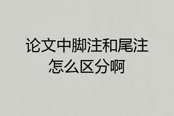 论文中脚注和尾注怎么区分啊