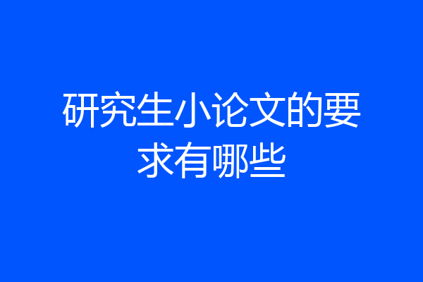 研究生小论文的要求有哪些