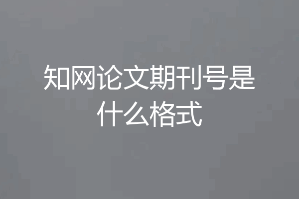 知网论文期刊号是什么格式
