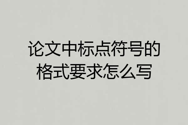 论文中标点符号的格式要求怎么写