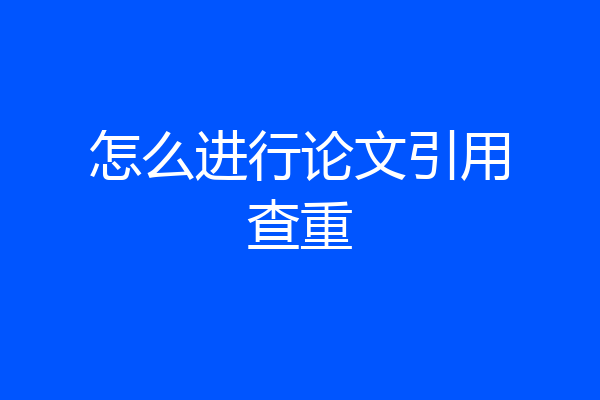 怎么进行论文引用查重