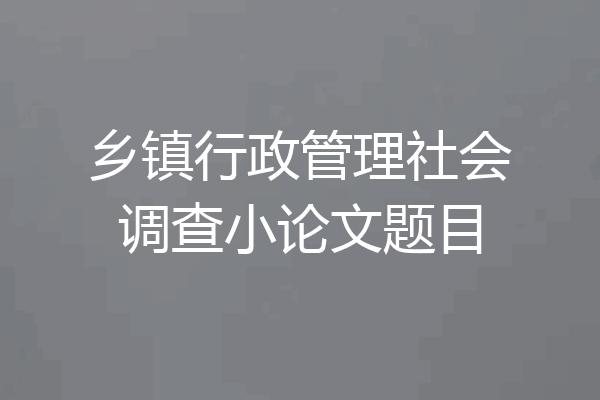 乡镇行政管理社会调查小论文题目