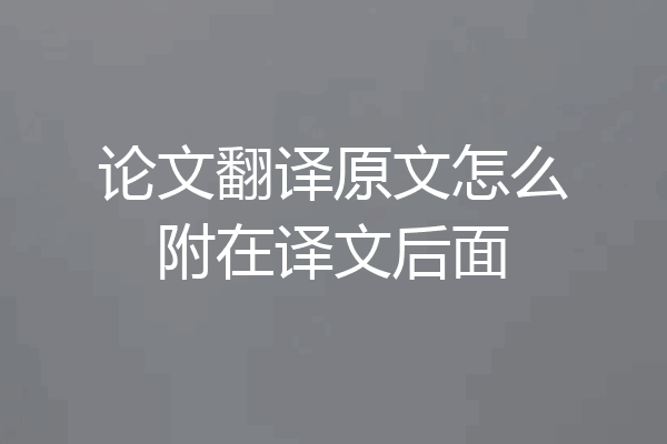 论文翻译原文怎么附在译文后面