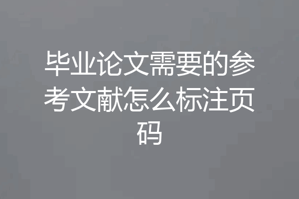 毕业论文需要的参考文献怎么标注页码