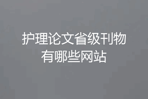 护理论文省级刊物有哪些网站