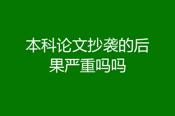 本科论文抄袭的后果严重吗吗