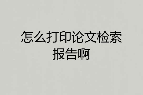 怎么打印论文检索报告啊
