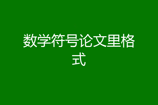 数学符号论文里格式