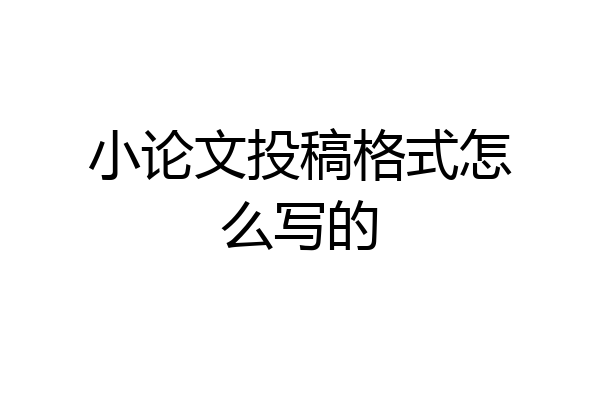 小论文投稿格式怎么写的