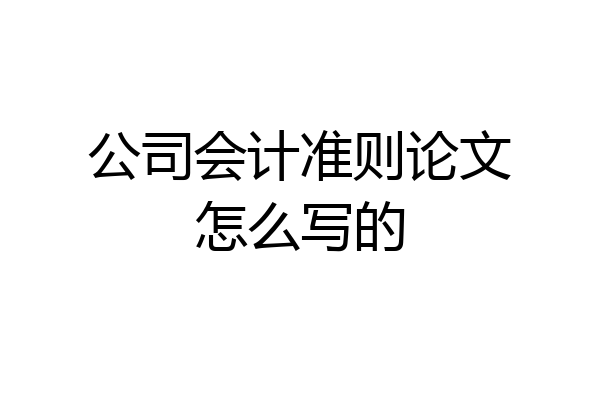 公司会计准则论文怎么写的