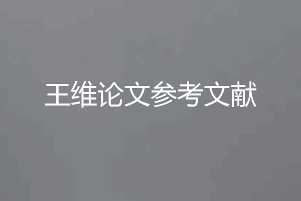 王维论文参考文献