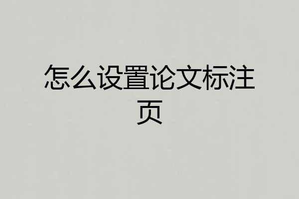 怎么设置论文标注页