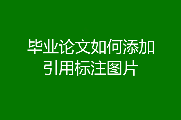 毕业论文如何添加引用标注图片