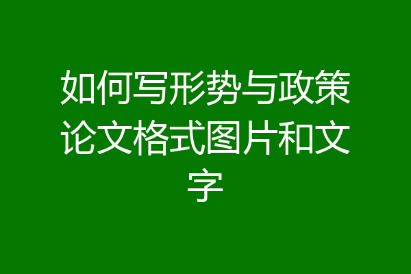 如何写形势与政策论文格式图片和文字