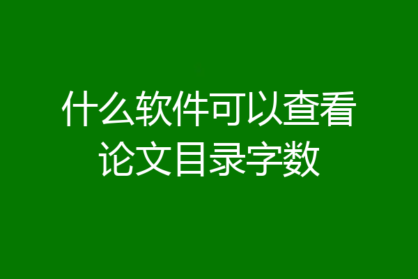 什么软件可以查看论文目录字数