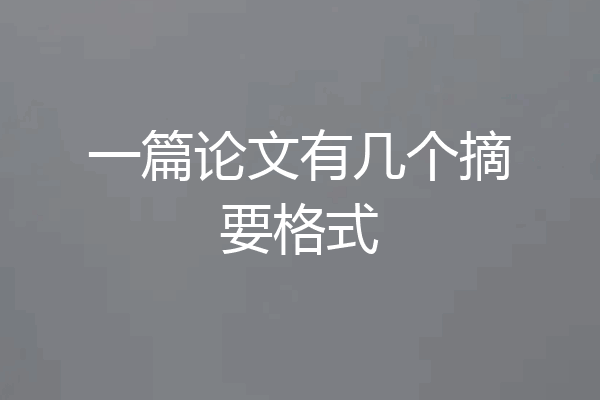 一篇论文有几个摘要格式